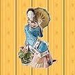 Chinese Maiden w Parasol statue sculpture New Porcelain