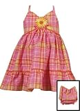 CLEARANCE New Pink Plaid Sun Dress with Raffia Flower Bow ~ 6M to 18M