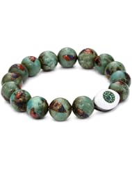 Borgioni Evil Eye and Inlaid Coral, Lapis Azul and Gold Beaded Bracelet