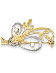 14k & Rhodium Cz Designer Pin, Best Quality Free Gift Box Satisfaction Guaranteed