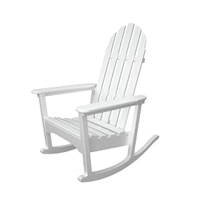 Polywood Outdoor Furniture Classic Adirondack Rocker, White-Recycled Plastic Materials