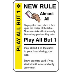 Fluxx Play All But 1 Promo Game Card (NEW RULE) Works with All Fluxx Games!
