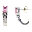 14K White Gold Pink Sapphire and Diamond Earrings