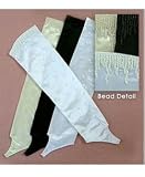 Shiny Satin Stretch Spandex 14-Button Fingerless Sleeve, with all-over beads, heavily clustered at the cuff Bridal Wedding Formal Prom Gloves