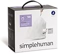 Simplehuman code J custom fit liners, (100 liners), 30-45 L/8-12 gallon, White