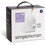 Simplehuman code J custom fit liners, (100 liners), 30-45 L/8-12 gallon, White