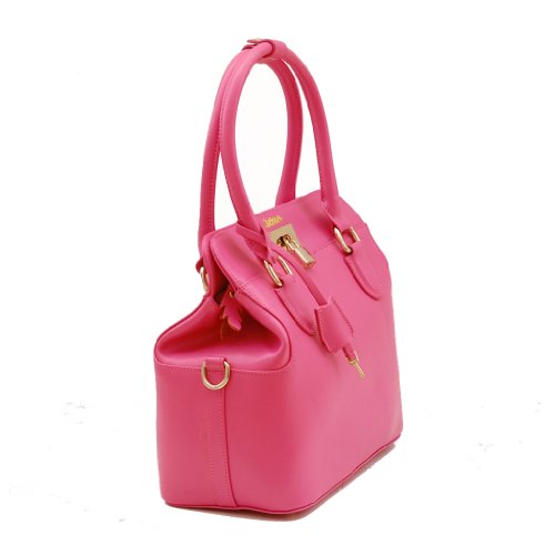 IUHA Genuine Leather 2-way Box Tote(Pink)