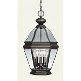 Livex 2634-07, Bradford 3 Light Medium Outdoor Lighting Pendant Fixture, Bronze, Glass, B2075