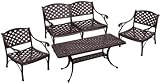 4 PC Brown Metal Patio Living Set