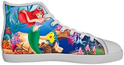 GCKG(TM) Disney Princess The Little Mermaid Women's High Top Canvas Shoes Lace-up Fashion Sneaker-9M US