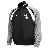 MLB Men's Chicago White Sox Thermabase Long Sleeve Full Zip Fleece Track Jacket, Pro Black/Pro Silver/Pro White, Small