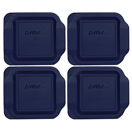 Pyrex Blue Plastic Lid for 2 Quart 8-inch Square Baking Dish #222-PC (4-Pack)