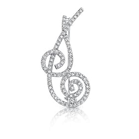 Ultimate Beauty: Sterling Silver White CZ Diamond Ribbon Brooch