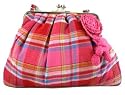 Bewitched Accessories Fuchsia check Frame Bag with crochet flower detail