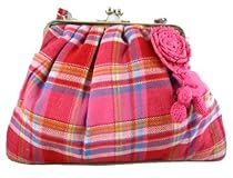 Bewitched Accessories Fuchsia check Frame Bag with crochet flower detail