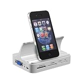 WCI All-In-One Mini Portable Docking Station With Charging, HDMI, Component A/V Cable And VGA Ports For Apple iPad, iPhone And iPod - 3 USB Plugs And Memory Card Reader With SD, MS, M2 And TF Slots - Connect iPod To Home Entertainment System