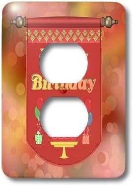 lsp_186502_6 Beverly Turner Birthday Design - Happy 56th Birthday Banner, Cake with Gifts and Balloons - Light Switch Covers - 2 plug outlet cover