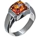 Certified Genuine Cognac Amber and Sterling Silver Square Ring