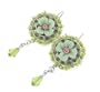 Antique Style Green Crystal Flower Leverback Earrings