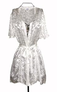 White Silk / Rayon Burnout Kimono / Robe