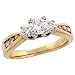 14 Karat Gold Drei-Steinenen Diamanten Ring, mit 0.50 Karat (Mitte) & 0.50 Karat (Seiten) Brilliantschliff Diamanten, (5mm) breit