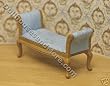 Handcarved Oak Setee Pale Blue Satin Dollhouse Miniature