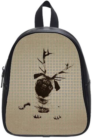 RAROFU Adorable Lovely Puppy Dog Pug Design Size L Backpack School Bag Satchel
