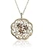 18k Gold Overlay Sterling Silver and Garnet Floral Medallion Pendant