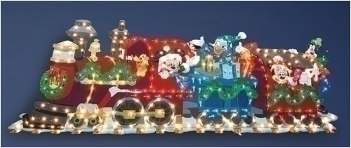 Disney Characters With Santa Hats Christmas Train Lighted Yard Art #169541
