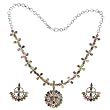 Necklace Earrings Set Sterling Silver and Tourmaline Gemstones