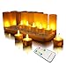 Qsportpeak LED Rechargeable Flameless Tealight Flickering Tealight Candles White Base with Charging Station,Gift Decoration for Party Holiday Set of 12(Yellow with Remote)