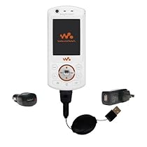 Retractable USB Hot Sync Compact Kit with Car & Wall Charger for the Sony Ericsson W900i - Gomadic Brand w/ TipExchange Technology