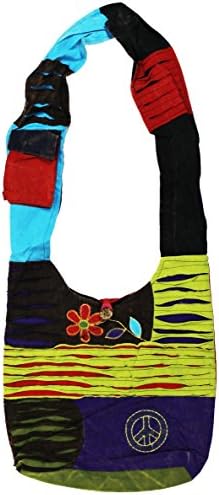 a2zgift4u Hobo Bohemian Hippie Cotton Ripped Razor Cut Crossbody Bag Purse Handmade Nepal