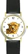 Cheetah Cat - WATCHBUDDY&reg; DELUXE TWO-TONE THEME WATCH - Arabic Numbers - Black Leather Strap-Size-Large ( Men's Size or Jumbo Women's Size )