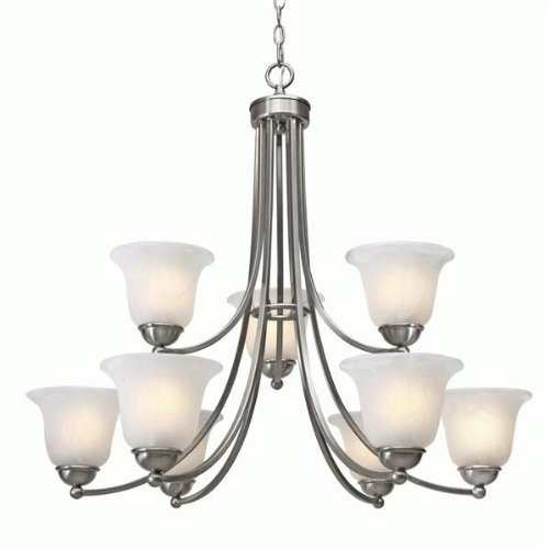 Golden Lighting 1260-9 PW Candace Nine Light Chandelier, Pewter Finish