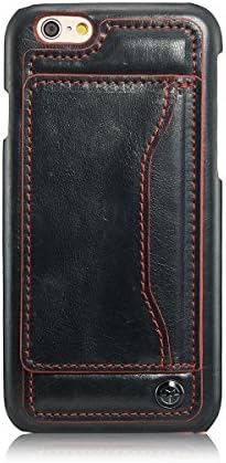 Iphone6 Black/red Leather Wallet Case By Cratus Case, Iphone 6 4.7 Case with Card Slot and Kick Stand, Soft Case, Bumper Protection Case. (Black/red)