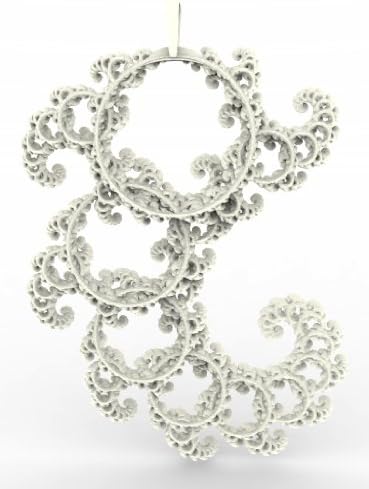 3D Printed Intricate Spirals Fractal lace Pendant, White