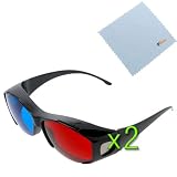 GTMax 2pcs 3D Red/Cyan Glasses for watching 3D Movies - The Smurfs: Christmas Carol / The Nightmare Before Christmas / Ice Age: A Mammoth Christmas Special & Playing Games on TV/Monitor Flat Screens.(Package include a Microfiber Cleaning cloth)