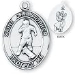 Sterling Silver Saint Christopher Mens-Boys Skateboarding Medal and 24-inch Chain
