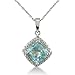1 1/2ct Blue Topaz and Diamond Cushion Cut Pendant title=
