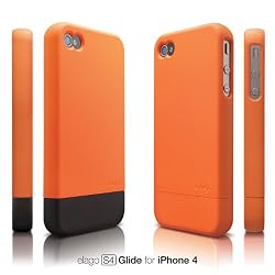 elago S4 Glide Case for iPhone 4 (Soft Feeling) - SF Orange + Extra Bottom Clip + Front Protection Film + Back Protection Film included