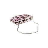 Pink Zebra Striping Large Pillow Shape Purse with Jet and Light Rose Swarovski Crystals