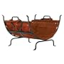 Uniflame Olde World Iron Log Holder with Suede Leather Carrier