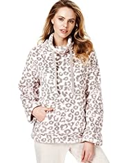 Funnel Neck Animal Print Pyjama Top