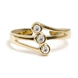18kt Gold Over Sterling Silver Three Stone Clear Crystal Toe Ring