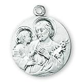 Sterling Silver Saint Joseph Medal and 18-inch Chain