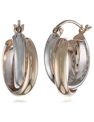10k Two Tone Gold 5.5mm Twisted Hoop Earrings