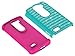 LG Leon Case, LG Power Case, LG Destiny Case, RANZ Hot Pink/Teal Spot Diamond Studded Bling Crystal Rhinestone Dual Layer Hybrid Cover Silicone Rubber Skin Hard Case For LG Leon C40 Case, LG Power Case, LG Destiny Case