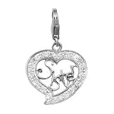 14K 1.3 grams White Gold Diamond 0.08CT Sister in Heart Charm