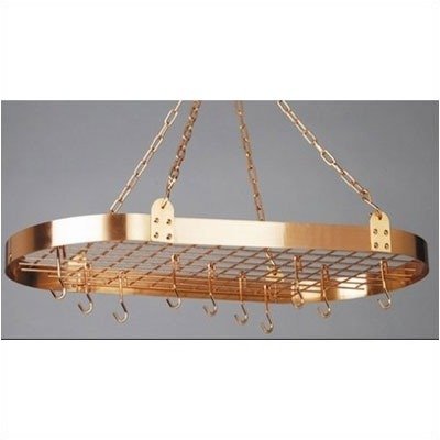 Best Cheap 36 x 18 Satin Copper Oval Pot Rack w/12 Hooks